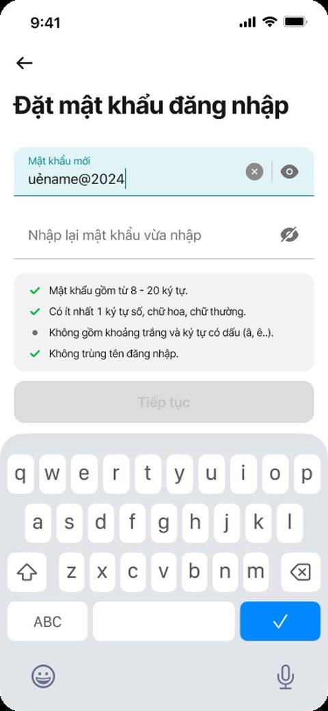 Mật khẩu chưa đạt