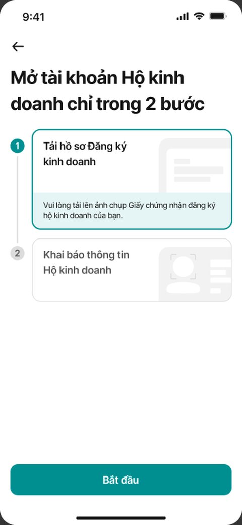 Mở tài khoản trong 2 bước